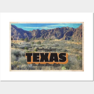 Greetings from Texas - Vintage Travel Postcard Design Posters and Art